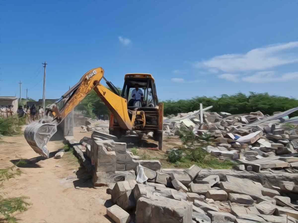 Okha: Dargah Illegally Built on Gujarat Maritime Board’s Land Bulldozed During Demolition Drive Against Illegal Encroachments