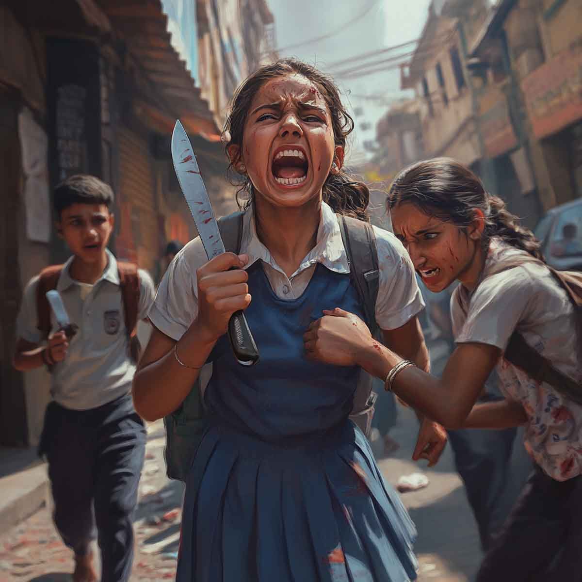 Tired of Siraj Ahmed's Molestation, a Class 9 Student Wields a Sharp Weapon on Her Own Neck, Needs Liver to Watch Viral Video