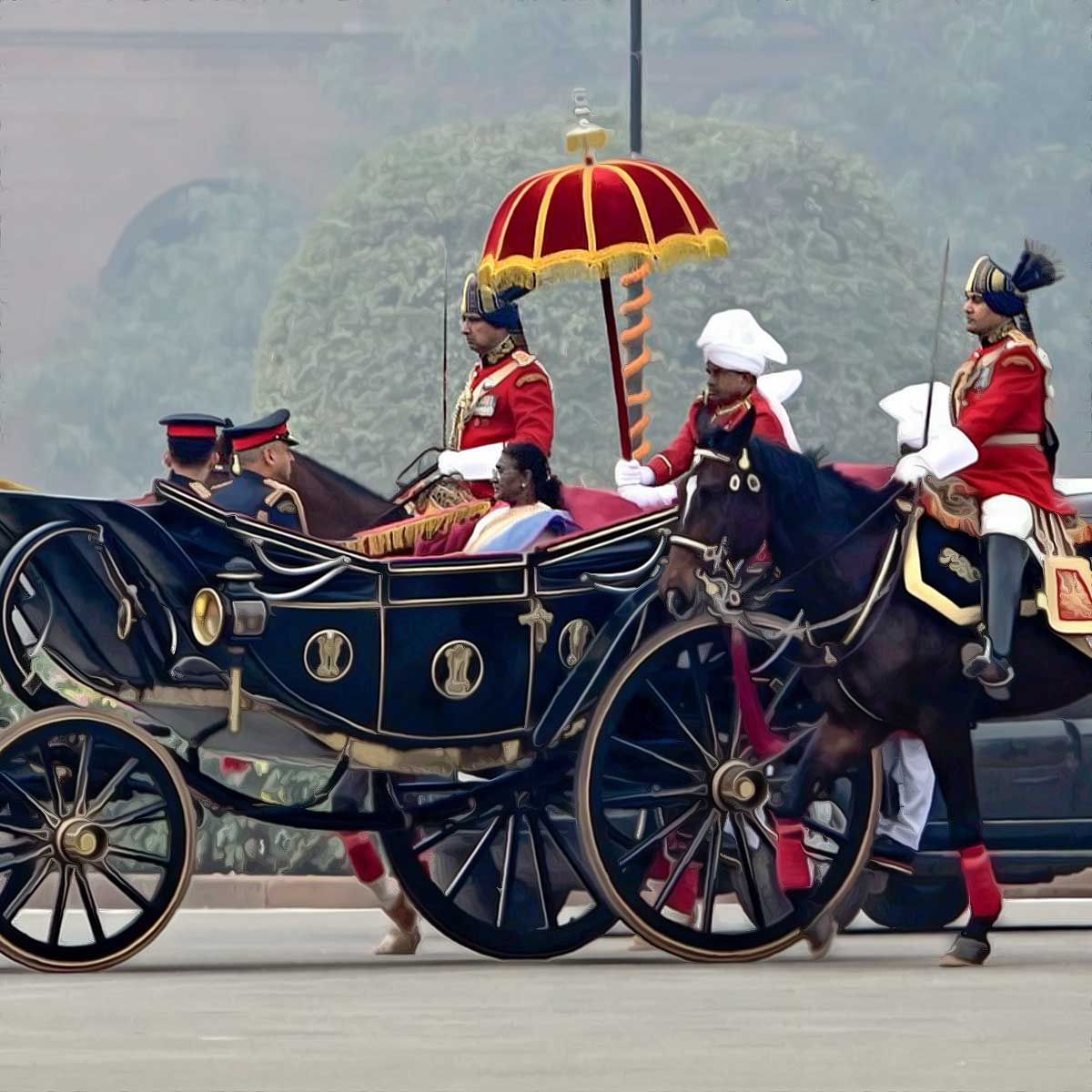 President Draupadi Murmu Welcomed with a Sengol Procession Ahead of Her First Address to Both Houses in the New Parliament Building